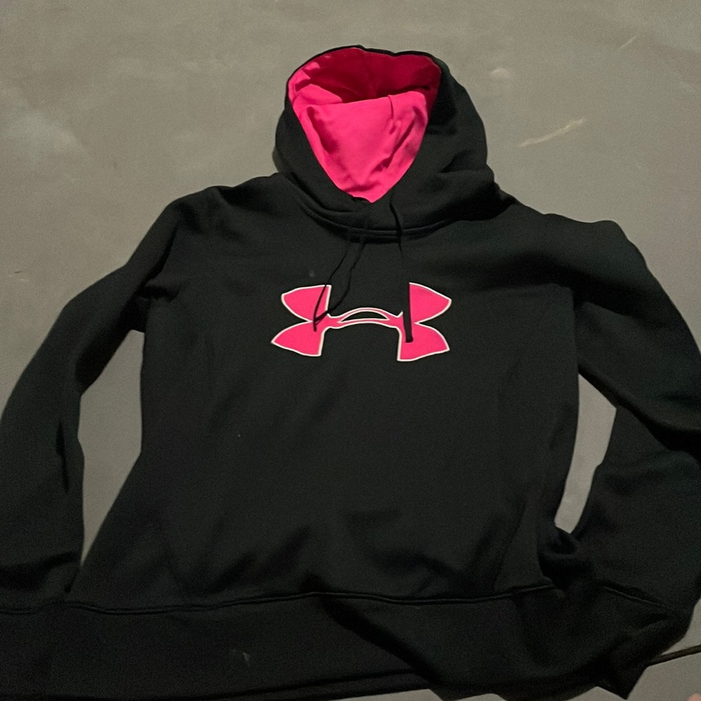 Black and pink women’s under armour hoodie